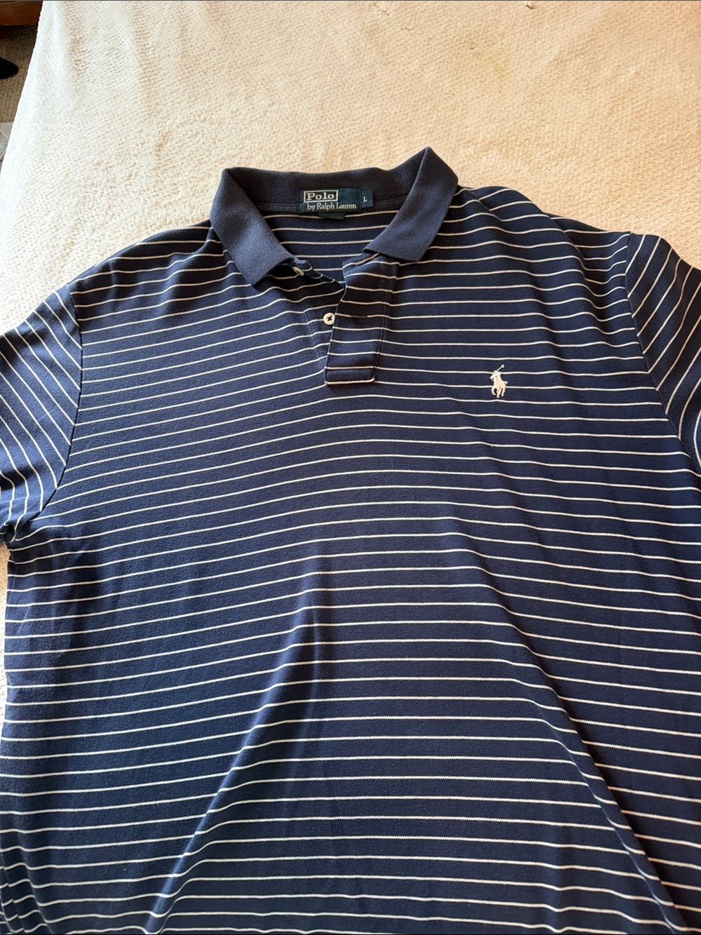 Polo by Ralph Lauren Navy and White Striped Men’s Polo